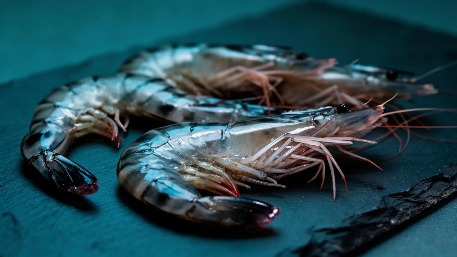 Premium shrimp on dark slate